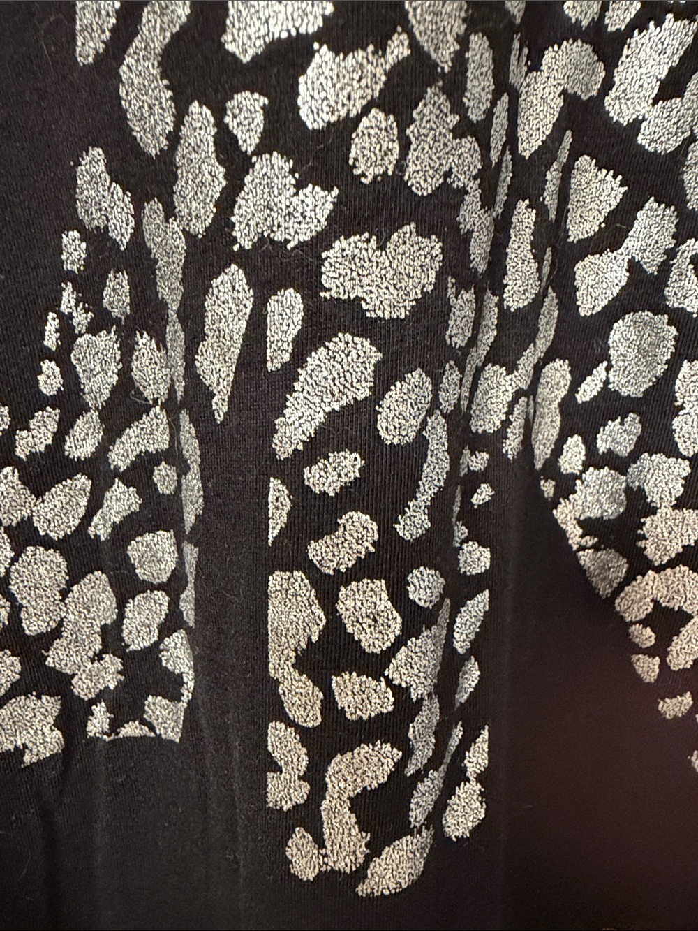Michael Kors Black Short Sleeve Tee with Silver Leopard MK Logo - Picture 3 of 4